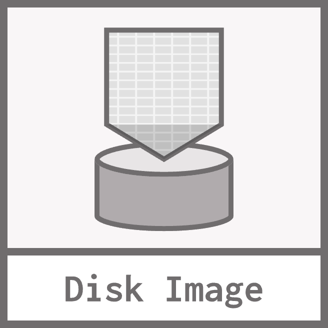 An icon of a disk image taken from the gem5 resources lesson. It depicts a hard disk with a file containing its data.